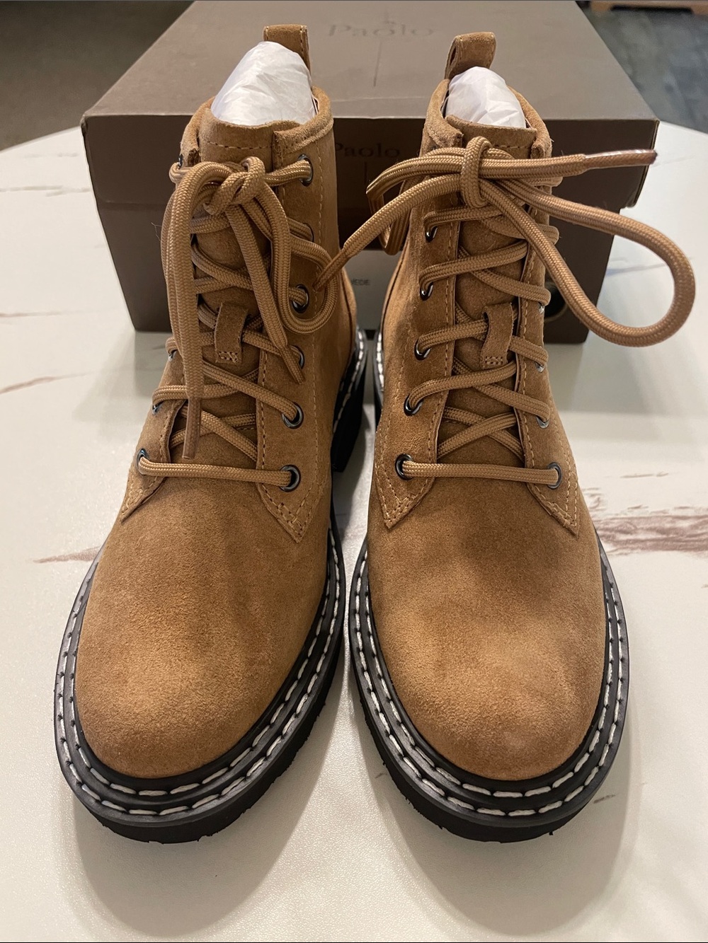 Paolo Tan  Suede Lace-Up Chukka Winterboots  Unisex New in Box Women Sz 5 1/2 M